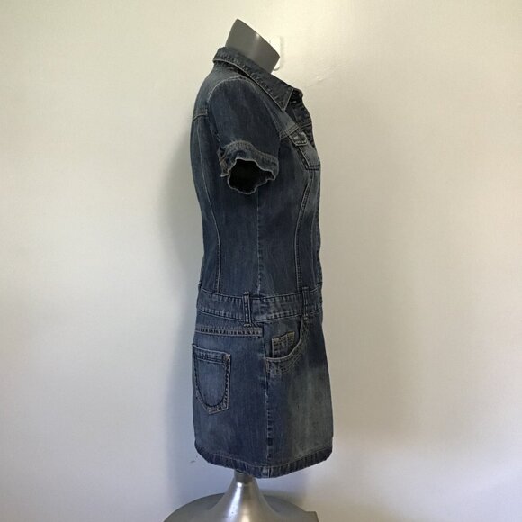 Esprit Short Sleeve Drop Waist Denim Mini Dress Size 8 - Picture 3 of 14